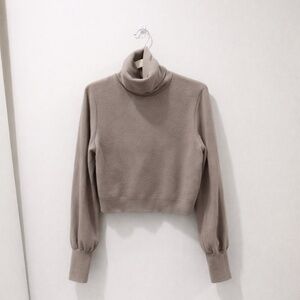 Wilfred Taupe Cropped Turtleneck Sweater